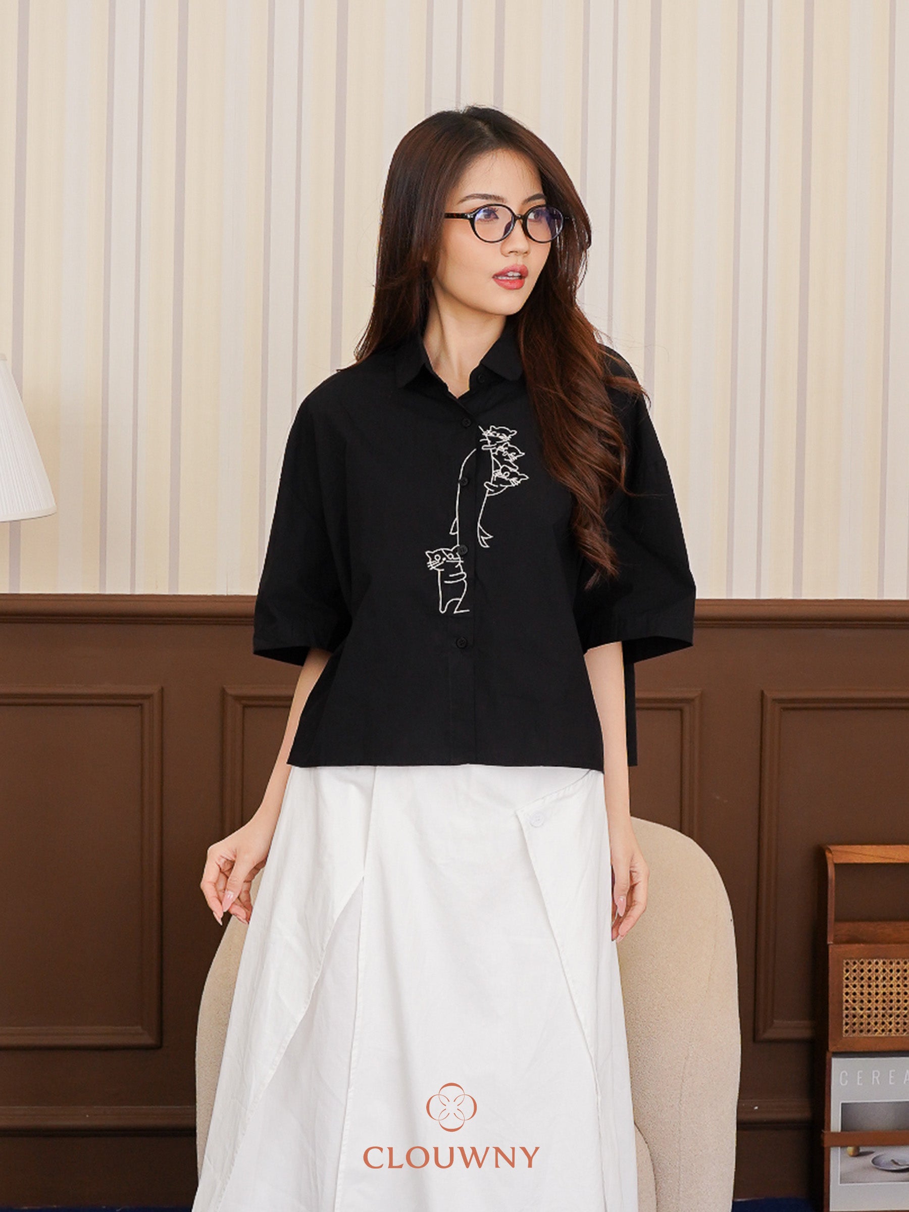 Bridget Cotton Blouse - Black